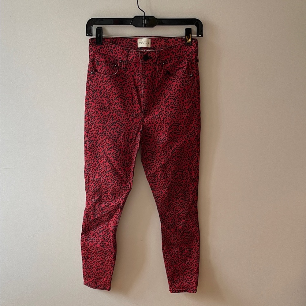 Alice + Olivia Red Leopard Skinny Jeans